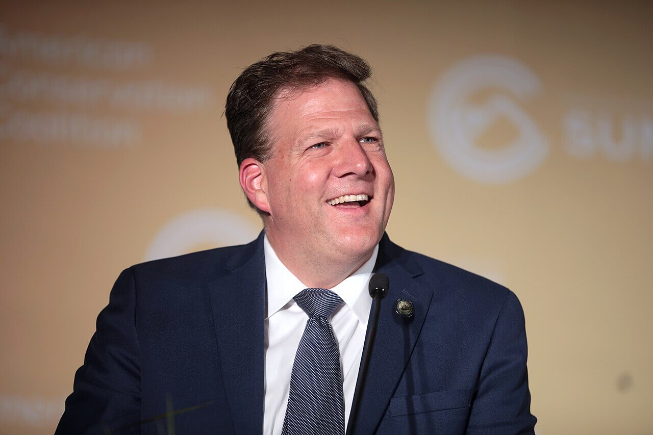 Governor Chris Sununu of New Hampshire speaking with attendees at the American Conservation Coalition's 2022 Summit at the JW Marriott Washington, D.C. in Washington, D.C.